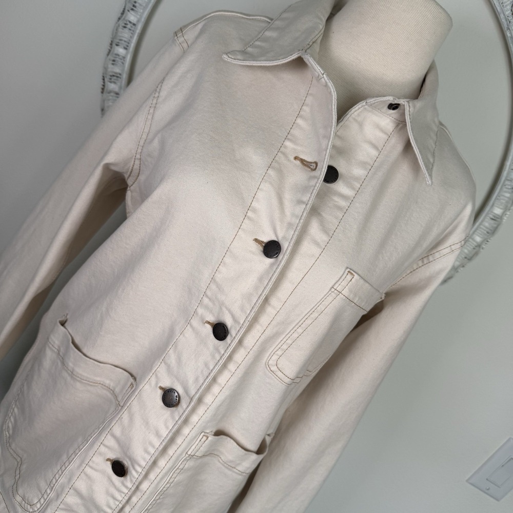 Well Worn Womens Off White Lightweight Twill Chore Barn Jacket Coat Small